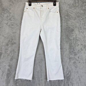 GAP Jeans Womens 4P 27 Optic White Kick Fit High Rise Raw Hem Cropped Petite